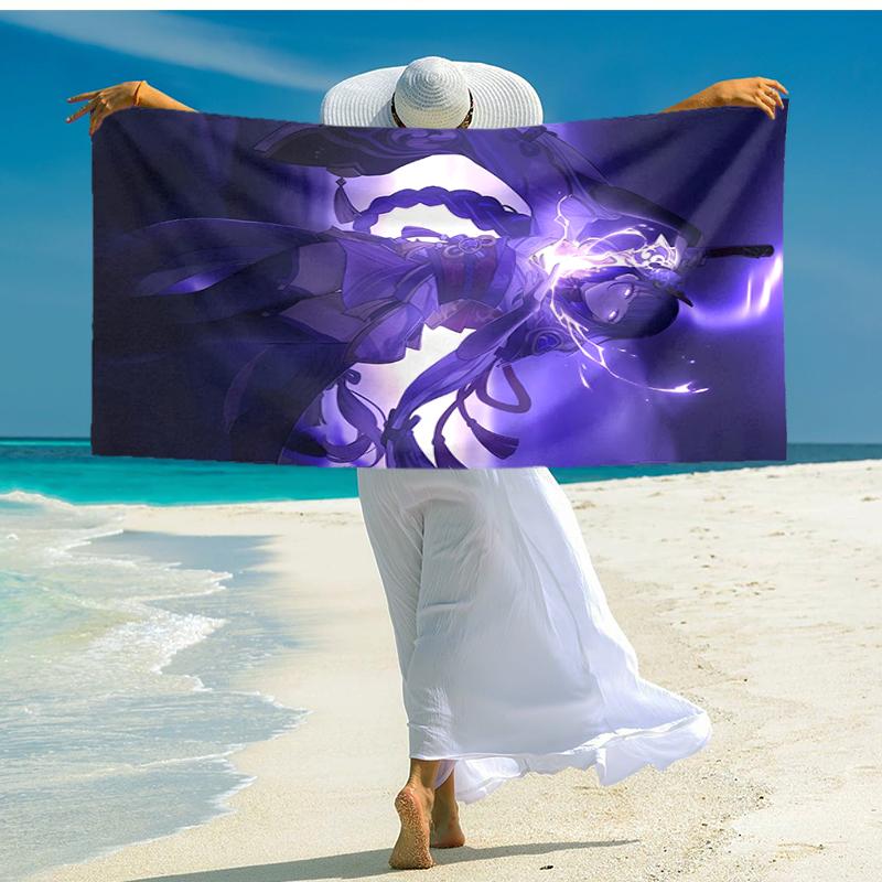 1pc Genshin Impact Beelzebul2 Beach Towel, Comfortable and Thick, and Swimming/Bath/Picnic/Camping Towel, Suitable for Seaside Beaches