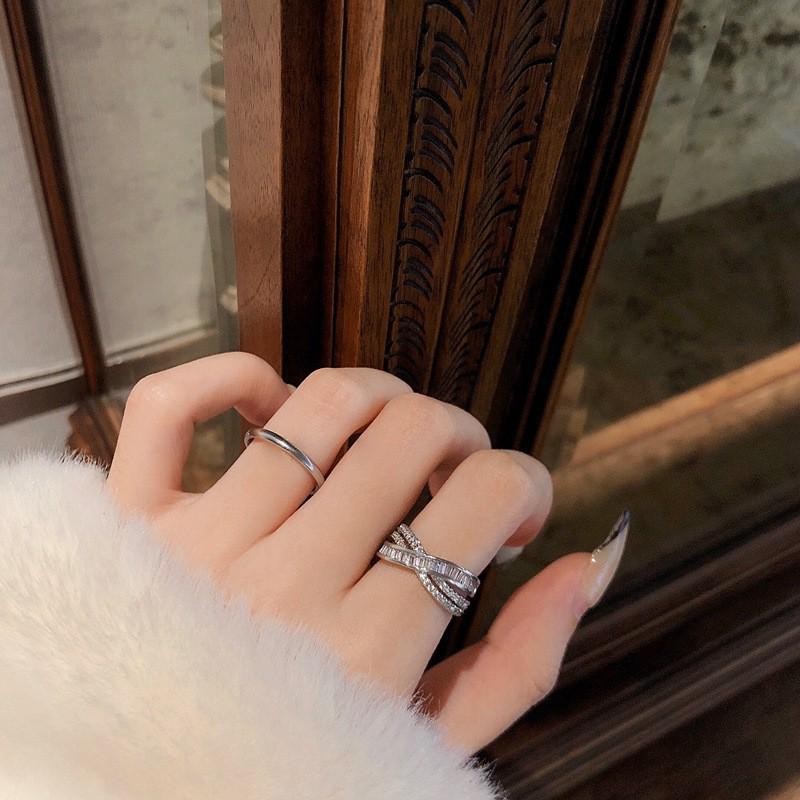 Double Layer Open Zircon Ring - Minimalist Luxury for Women