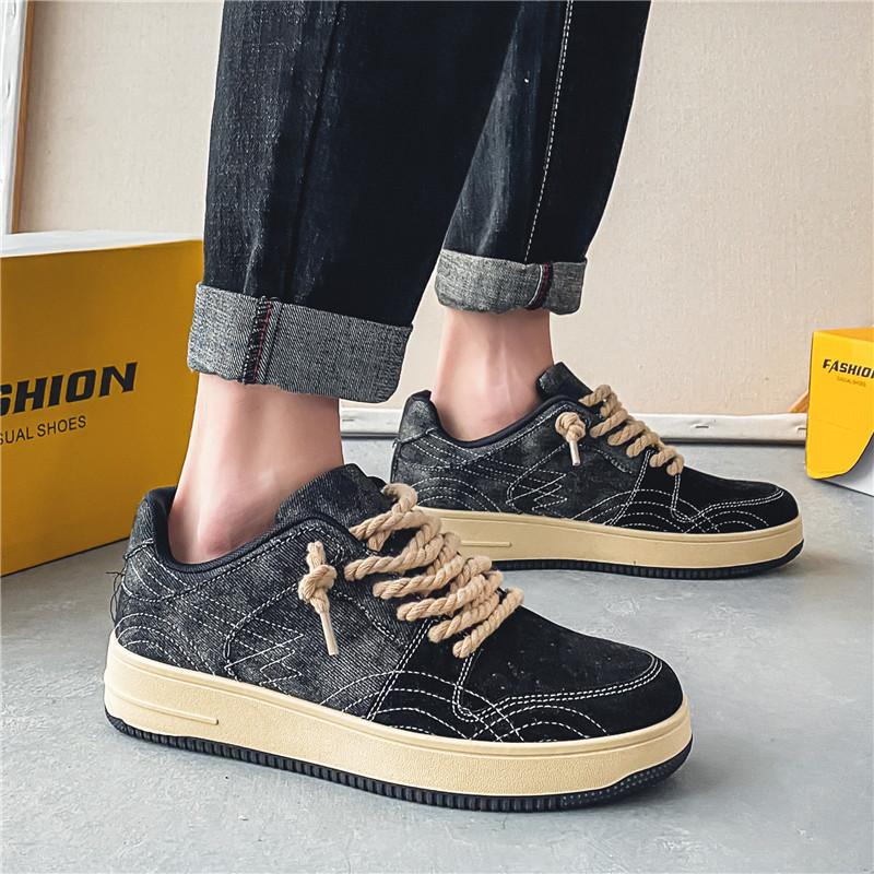 Spring Denim Board Shoes Student Fashion Casual Sports Shoes Street Trendy Men's Shoes Retro Trendy Shoes Cloth Shoes