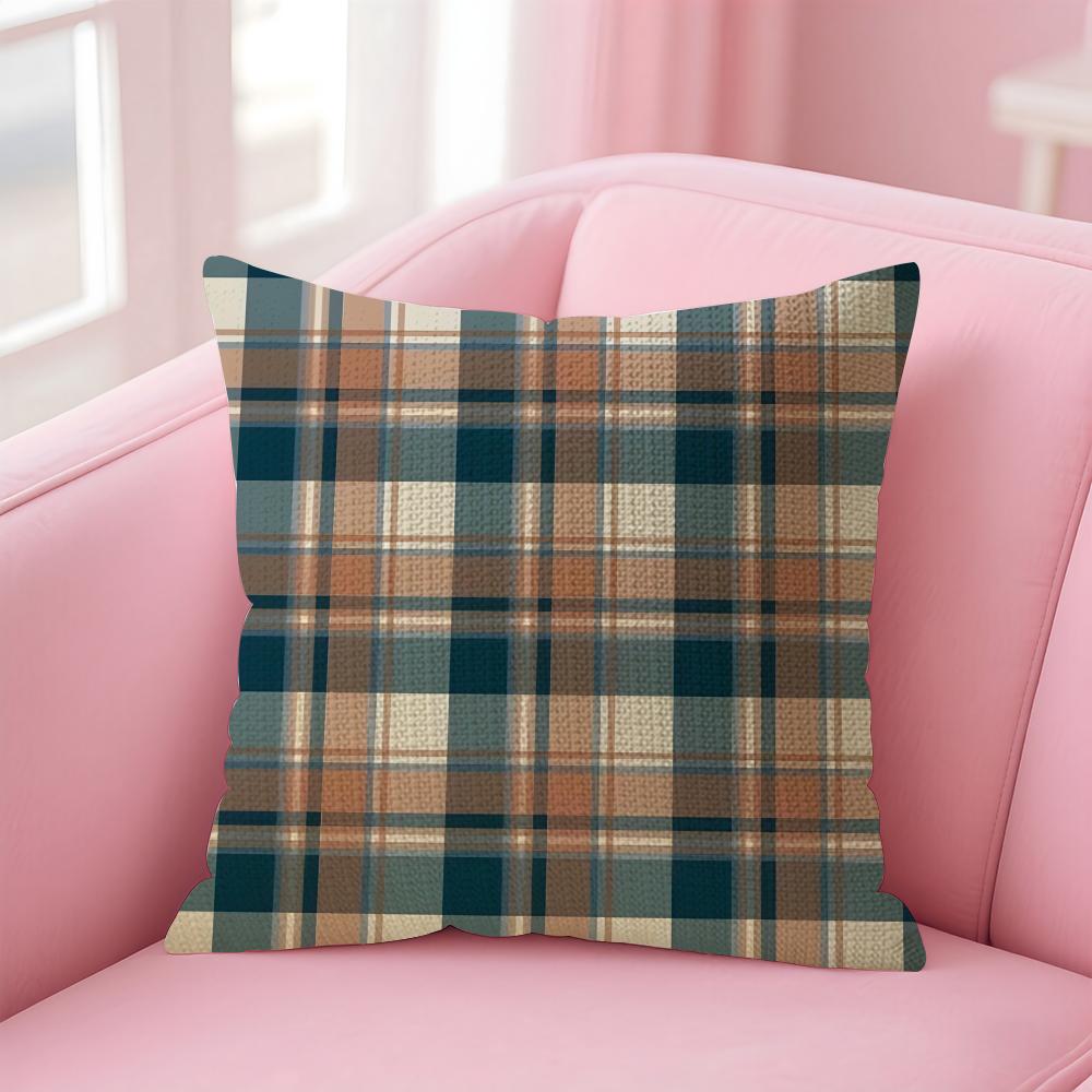 Plaid Luxury Cushion Cover Natural Linen Pillow Case DoubleSided Print Decorative Sofa Pillowcase Home Decor Gift