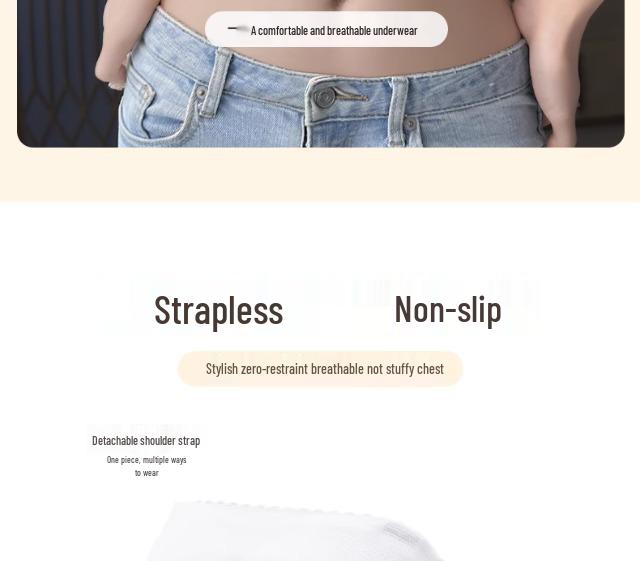 Women's Anti-Slip Strapless Full Cup Bra: Minimizing, Anti-Sag, Beautiful Back Bandeau for Large Bust Plus Sizes