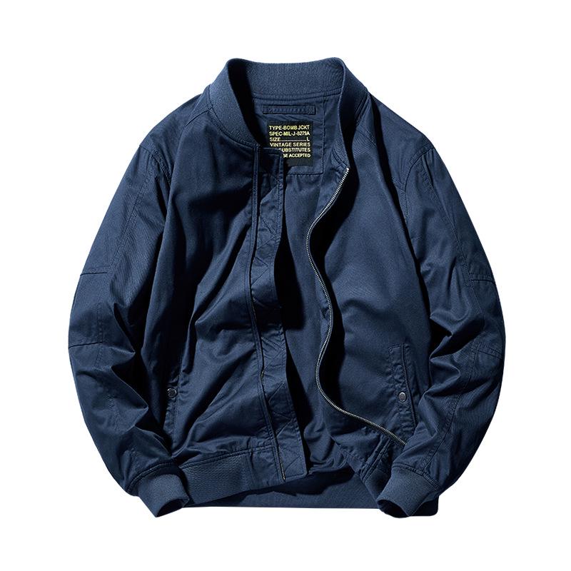Men's Spring/Autumn Pilot Jacket - Pure Cotton American Baseball Style, Thin and Short.