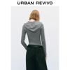 UR 2025 Women's Hollow Hooded Drawstring Slim-Fit Knit Cardigan