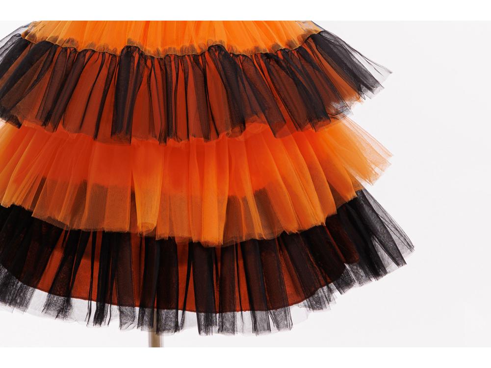 Halloween Princess Striped Irregular Puff Mesh Skirt - Witch Costume