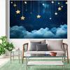 1 Starry Night Sky with Clouds and Hanging Stars Theme Background, Suitable for Photography, Events, and Parties