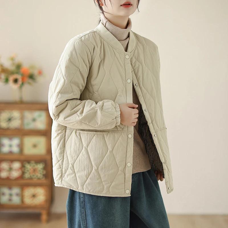 

Down Coat for Women Winter Jacket Fleece Thickened Plush Versatile Loose Short Casual Jacket XL белый