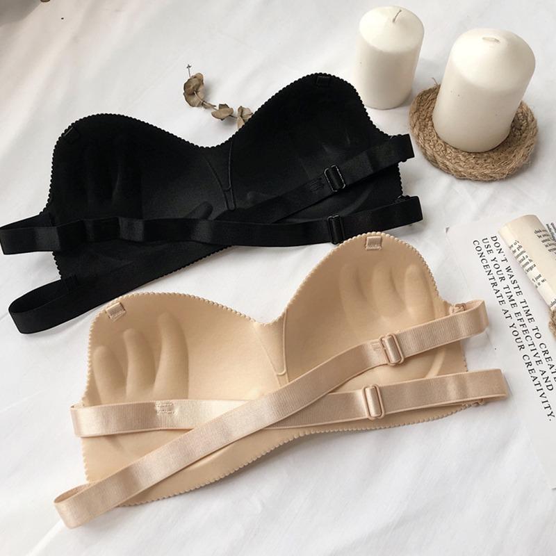 One Piece Trägerloser Unsichtbarer Damen BH Gerafft Kreuzschönheitsrücken Tube Top Weiblich Nahtloses Bralette Umwickelte Brust Unterwäsche