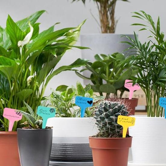 100Pcs T-Type Plant Tags Garden Labels Plastic Plant Marker Tags Waterproof Reusable Plant Labels with Marking