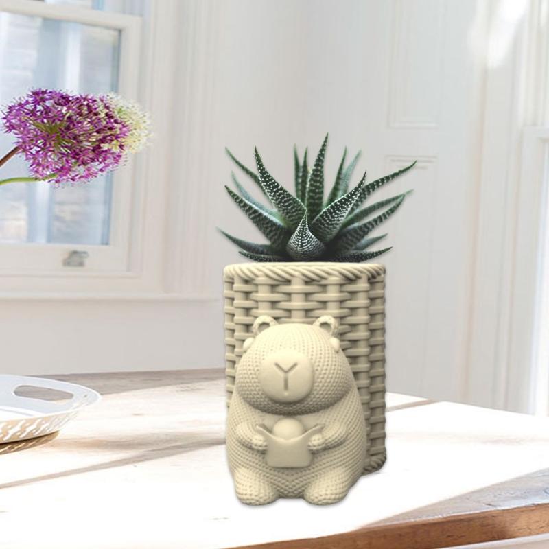Creative Silicone Planter Mould Capybara Shape Silicone Texture for Making Unique Concrete Vases and Desk Pen Holders