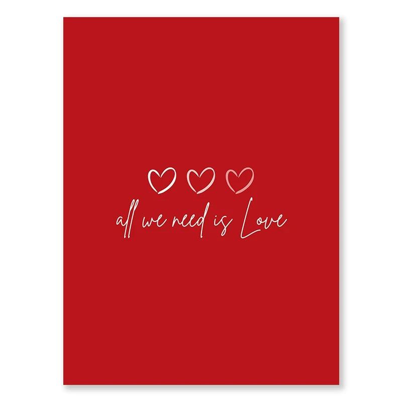 Valentinstag Warteschlange Galerie Druckbare Poster Vintage Romantische Wand Kunst Nette Rosa Herz Leinwand Malerei Hause Schlafzimmer Dekoration