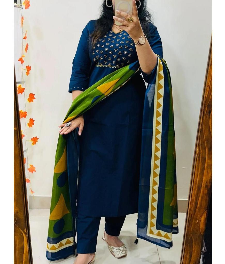 Women Designer Party Wear Bollywood Salwar Suit Indian Bollywood Top Tunic Kurti Pant Dupatta Set