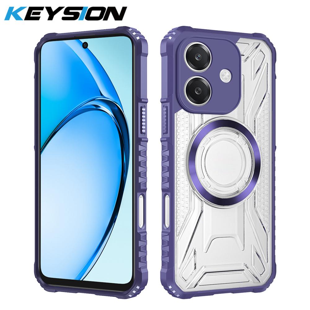 

KEYSION Transparent Magnetic Case for OPPO A5i Soft Silicone+PC Heavy Duty Shockproof Phone Back Cover for OPPO A5i for OPPO A5i фиолетовый