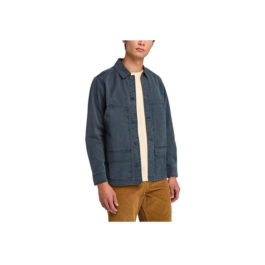 Timberland Jednoduchá volná venkovní pracovní košile s dlouhým rukávem a více kapsami Pánské košile Tmavě safírově modrá A44SB-433