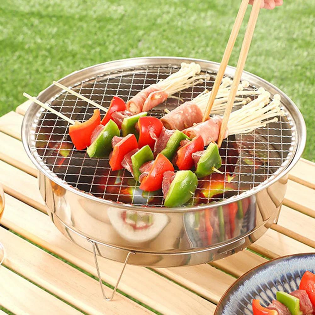 Stainless Steel Korean-Style Charcoal Grilling Oven Outdoor Home Kitchen Outdoor Garden Camping Rotisserie Oven Carbon Grill Pan