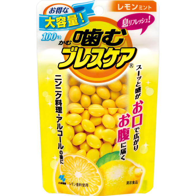 Kobayashi Pharmaceutical Co. Ltd. Chewing Breath Care Pouch Lemon Mint Large Capacity 100 Tablets Refreshing Food