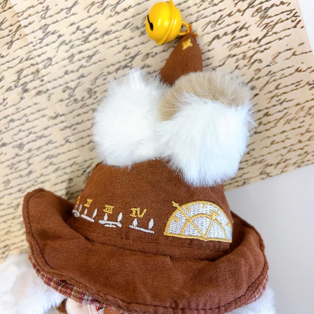 Wizard Plush Clothes [Hat, Tail, Overalls, and Collar Set] for 10cm, Brown, Plush Clothes, Kigurumi Accessories, Otaku Activities, Doll, Mascot,