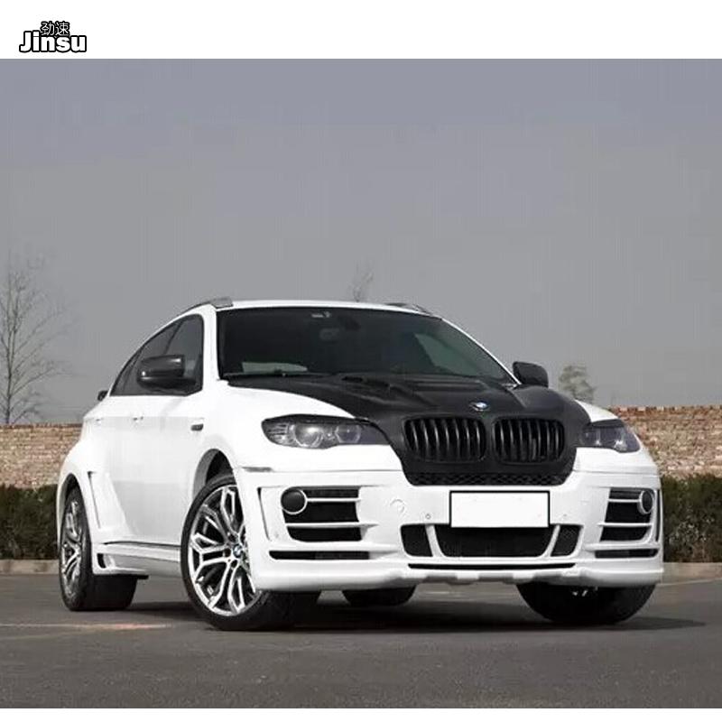 Carbon Fiber Headlight Eyebrows Eyelids For BMW X6 35i 50i xDrive E71 Car Front Lamp Cover Sticker Fiber Glass Matt Black Primer