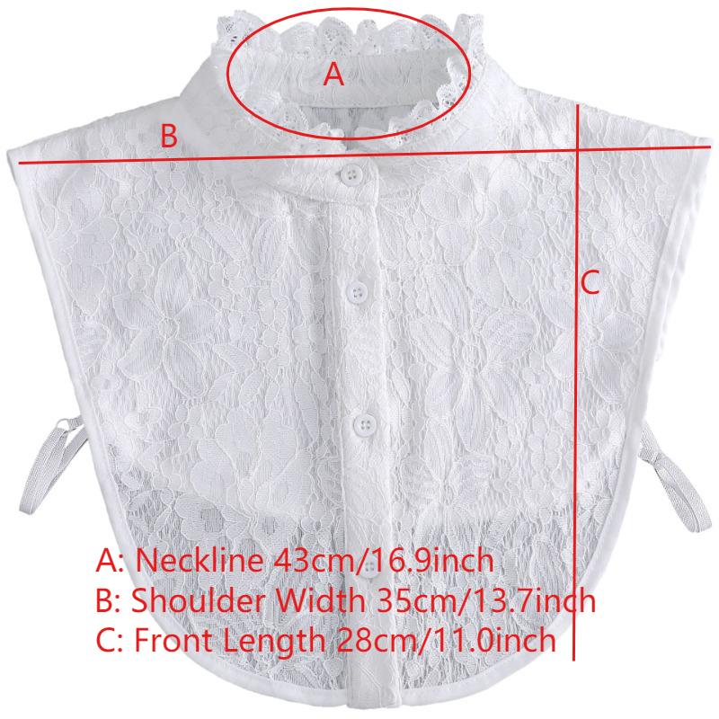 Perfect Match Ruffle Lace Shirt Detachable Collars For Women White Vintage Embroidery White Fake Collar Lady Lace False Collar