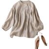 Women's Loose Fit Lantern Sleeve Cotton Linen Blouse - Babydoll Design, Nine-Point Sleeve, Solid Color Fashion Shirt 803