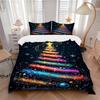 3pc Christmas Tree Cover Set - 1 Quilt Cover + 2 Pillowcases, All Seasons Bedroom Setting, Perfect for Home075