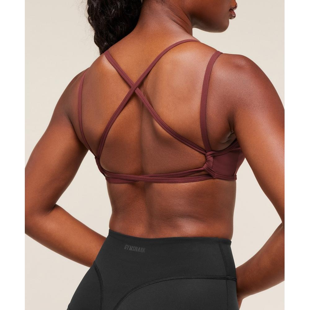 Gymshark Back Gains Sports Bra Burgundy Brown B8a5u Rbqv