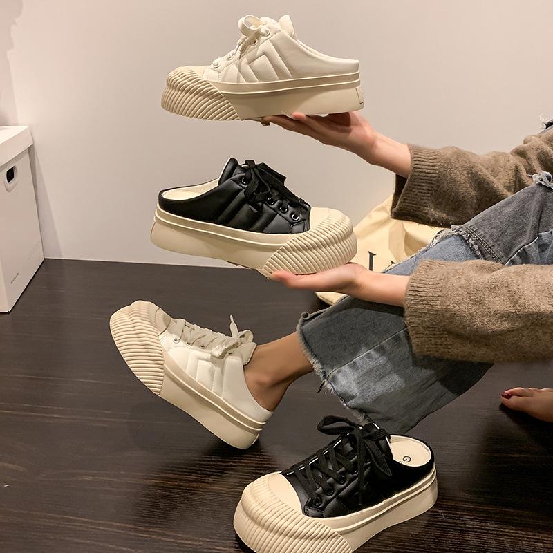 Branț invizibil cu creștere a înălțimii Jumătate de papuci cu vârf închis Îmbrăcăminte exterioară pentru femei Papuci de brioșe noi Pantofi înălțați ușor de purtat