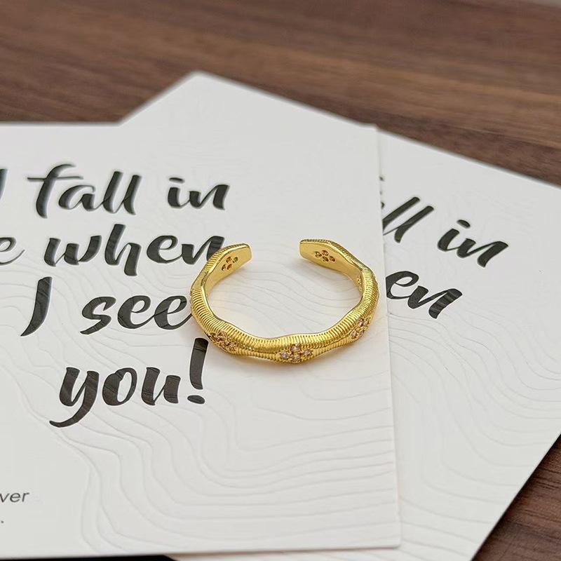 Medieval Vintage Simple Plain Ring Narrow Version French Retro Brushed Ring Irregular Geometric Personality Ring Woman