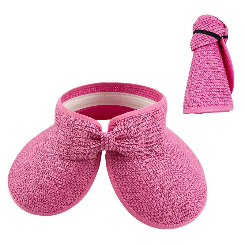 Sun Straw Summer Hat With Bow Decoration And Foldable Design For Outdoor Daily
