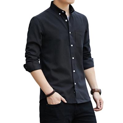 Chemise à manches longues pour hommes, couleur unie, bouton, simple boutonnage, Cardigan, revers décontracté, chemise de printemps pour le travail