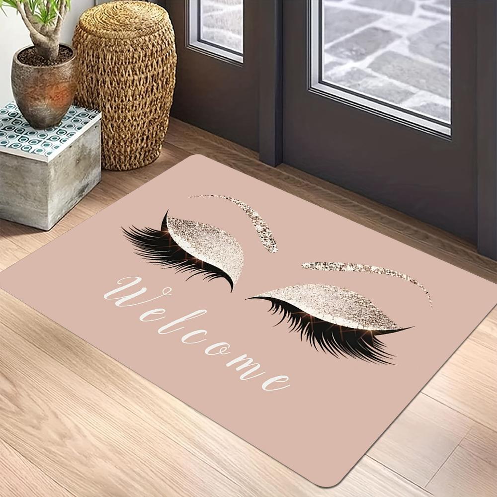 Eyelashes Print Floor Mat Polyester Home Carpet Non Slip Entryway Rug Living Room Bathroom Bedroom Kitchen Doormat