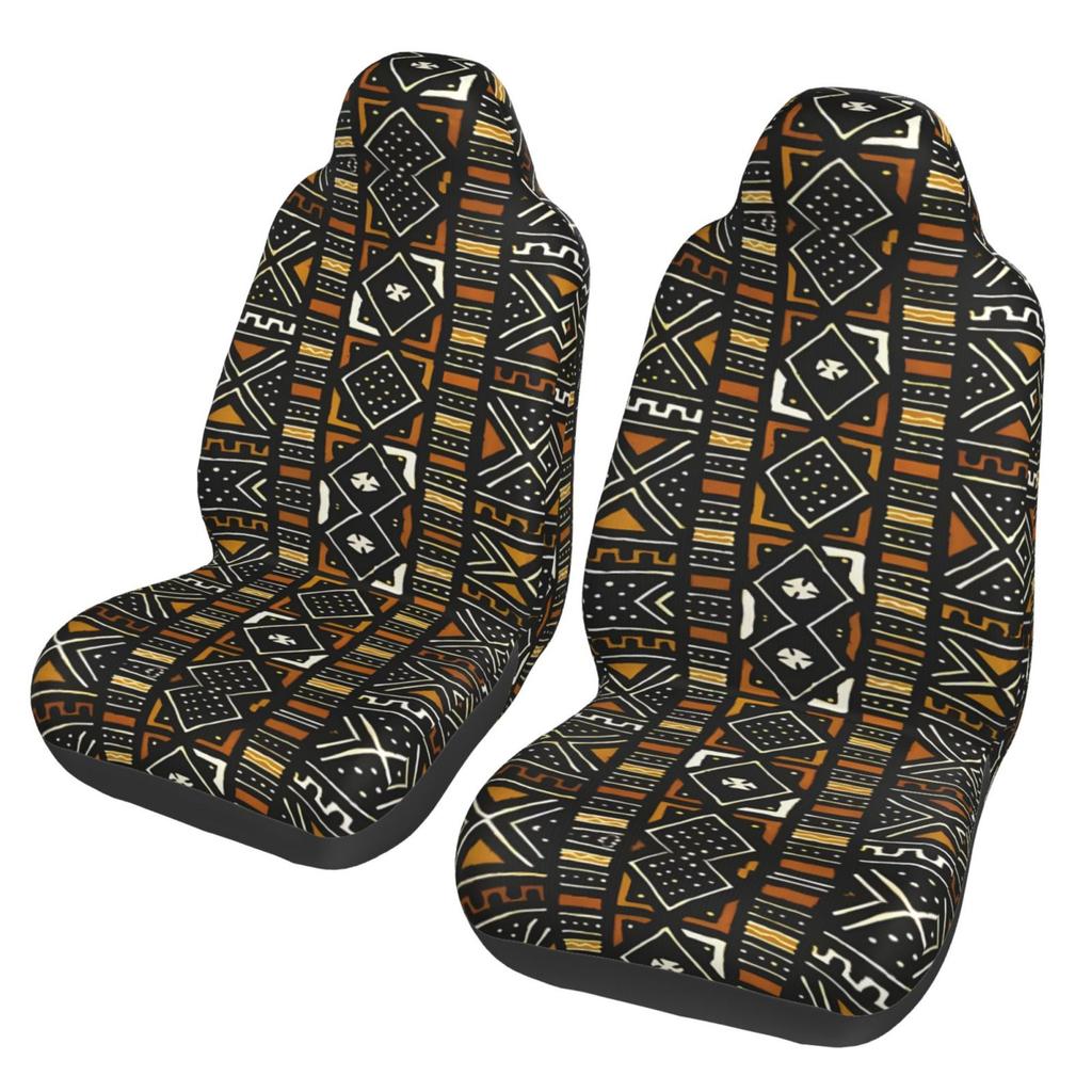 Africa Ethnic Tribal Art Car Seat Cover Seat Cover Anti Fouling and Convenient Protective Cover Unique Style 2PCS Universal Type