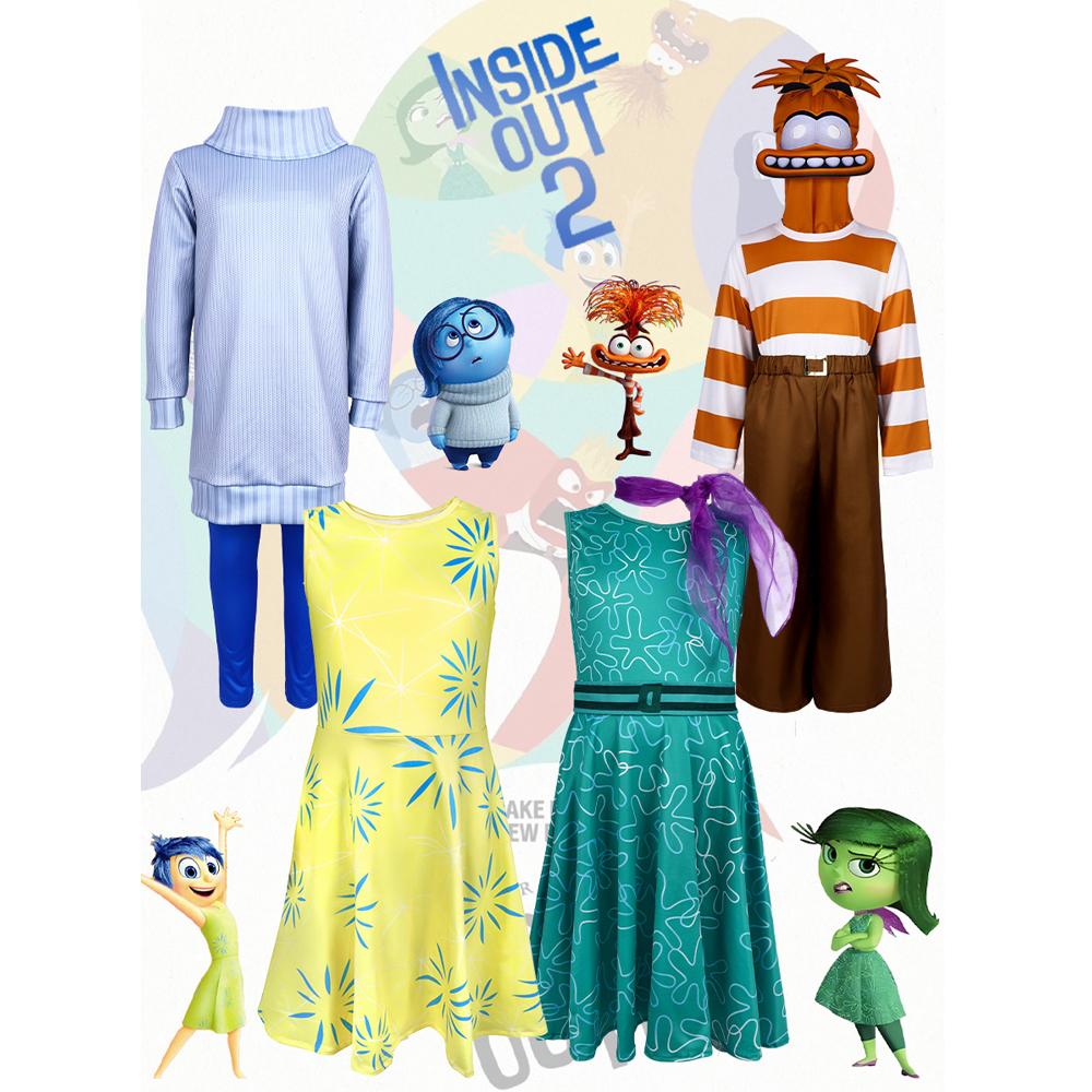 Anime Movie Inside Out Joy Cospaly Costume Joy Anger Fear Cos Outfits For Adult Kids Halloween Stage Performance CostumeGifts
