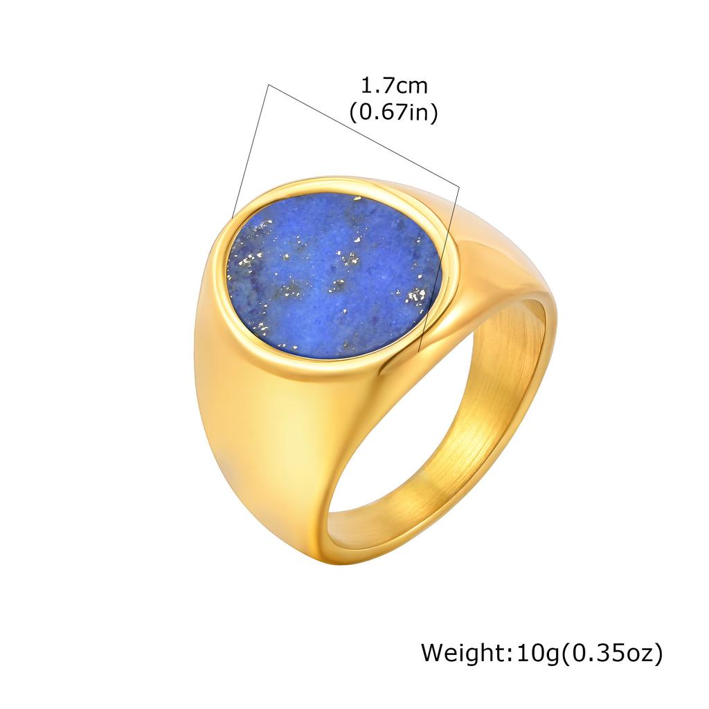 Pierścionek ze stali nierdzewnej z lapisem lazuli czarnym owalnym dla mężczyzn stylowy trwały dodatek biżuteryjny
