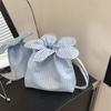 Printing Flower Handbag Korean Style Shoulder Bags Lightweight Plaid Drawstring Bag  Student