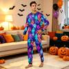 Family Matching Halloween Print Pajama Set Long Sleeve Tops and Pants for Parents and Kids