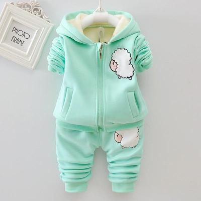 Kids Baby Children Casual Suits Long Sleeve Coat Pants 2 Pcs Kids Cartoon Set Hooded Suits