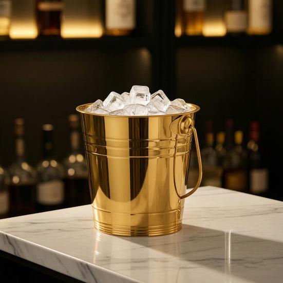 Yousheng Stainless Steel Ice Bucket, with Handle Portable Beverage Tub, Mirror Polished Durable Ice Tub, for Bars Parties KTV Beverage