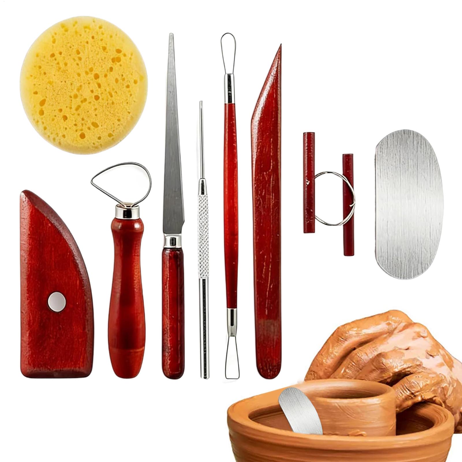 

9pcs Red Clay Sculpting Kit Sculpt Smoothing Wax Carving Pottery Ceramic Tools Polymer Shapers Modeling Carved Tool CN