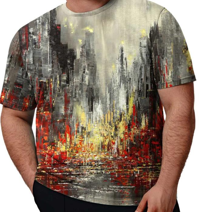 New Summer Short Sleeve Men's D Letter Halloween Theme Digital Printing T-Shirt Men