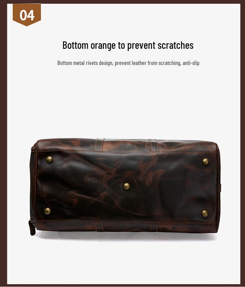 Extra Large Men's Genuine Leather Travel Bag with Shoe Compartment - Handheld, Crossbody, Single Shoulder