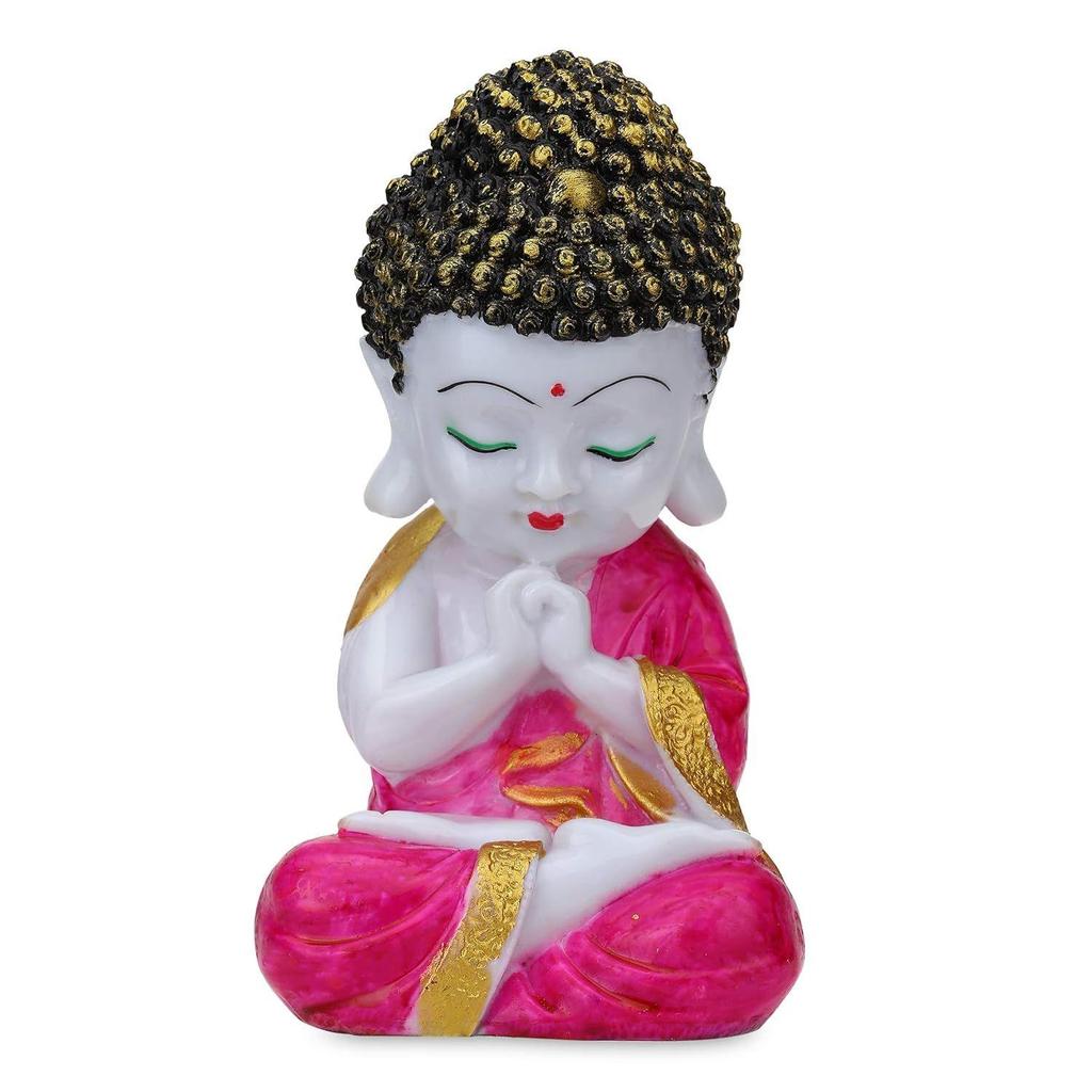 Polyresin Buddha Idol Decorative Showpiece Little Baby Monk Buddha, Pink