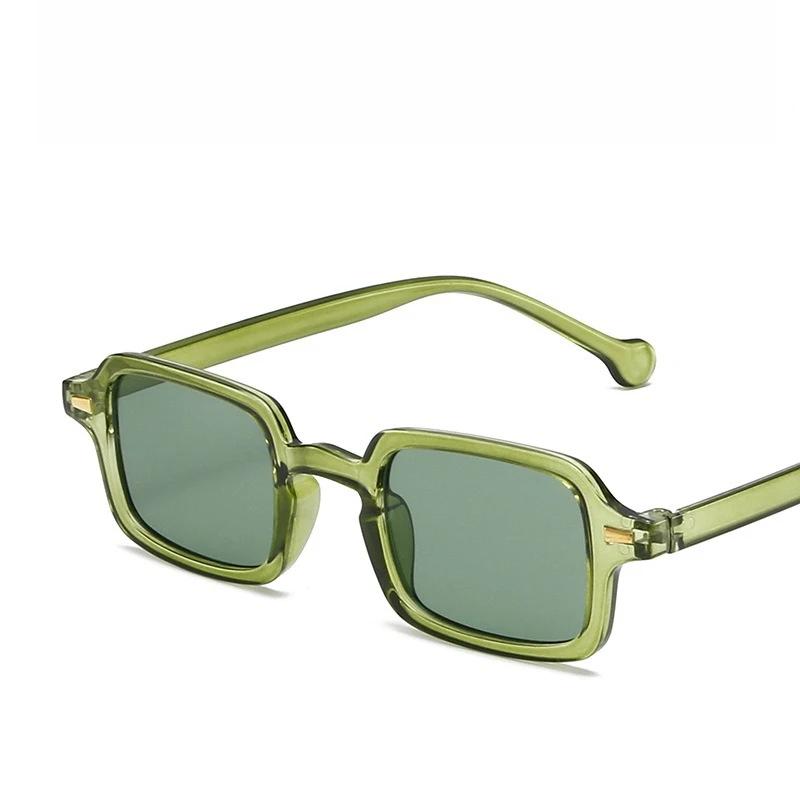 Vintage Square Sunglasses Woman Retro Rivet Yellow Glasses Female  Designer Fashion Black Shades UV400 Oculos De Sol