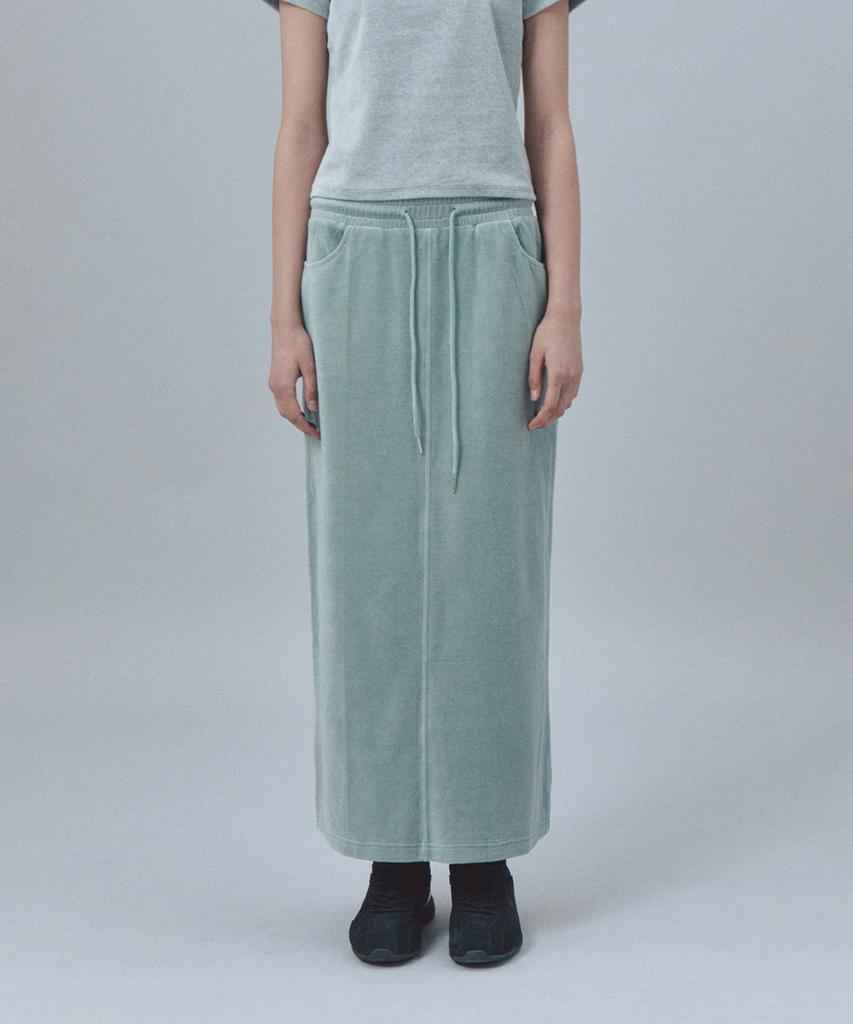 Rest And Recreation Velvet Maxi Skirt - Mint