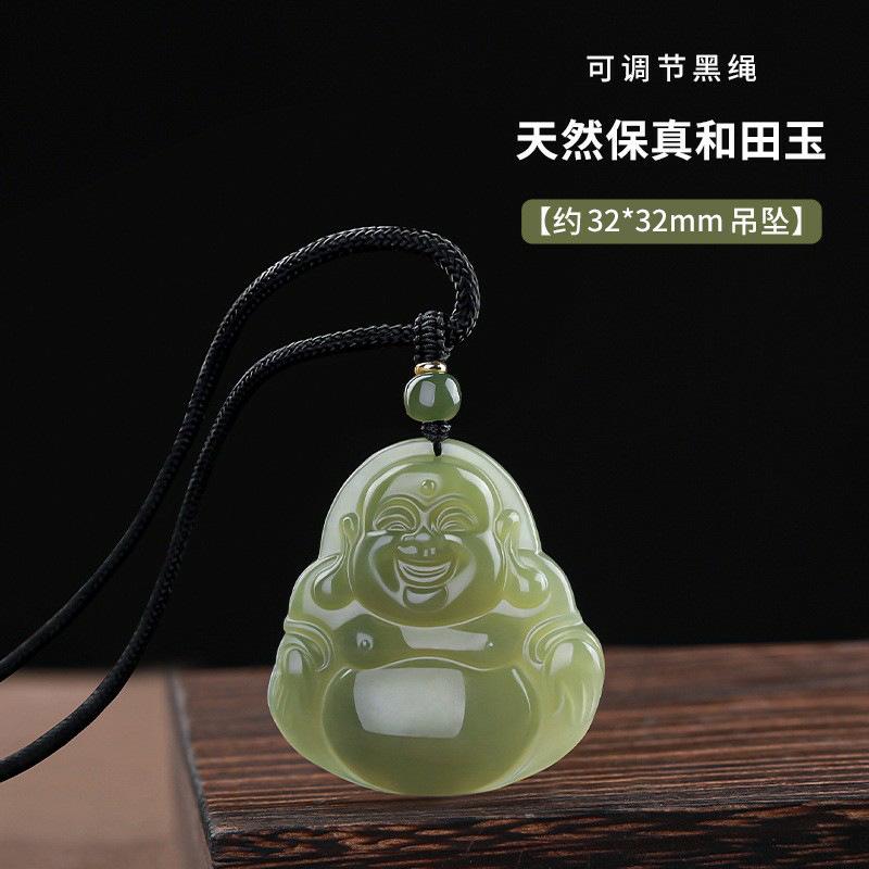 Dragon-themed Xinjiang Hotan Jade Buddha Pendant for Women, Maitreya Buddha Necklace, Mother s Day Gift Jewelry Medium-sized Hetian jade