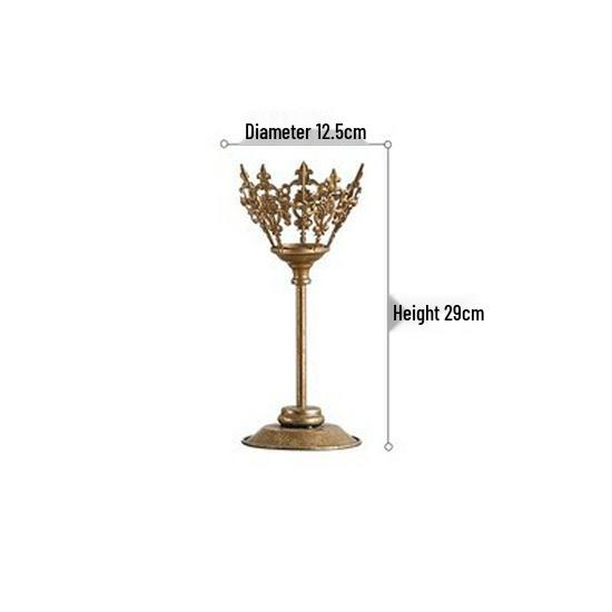 Vintage Iron Art Candlestick: European Retro Nostalgic Ornament for Dining Table or Living Room Decor.