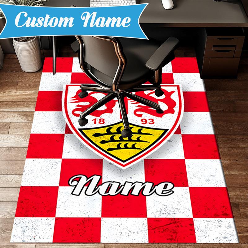 Custom Name Stuttgart Crest Art Rug Game Carpet, Floor Mat for Bedroom Living Room Entryway Rug, Home Decor Idea Gift for Christmas birthday