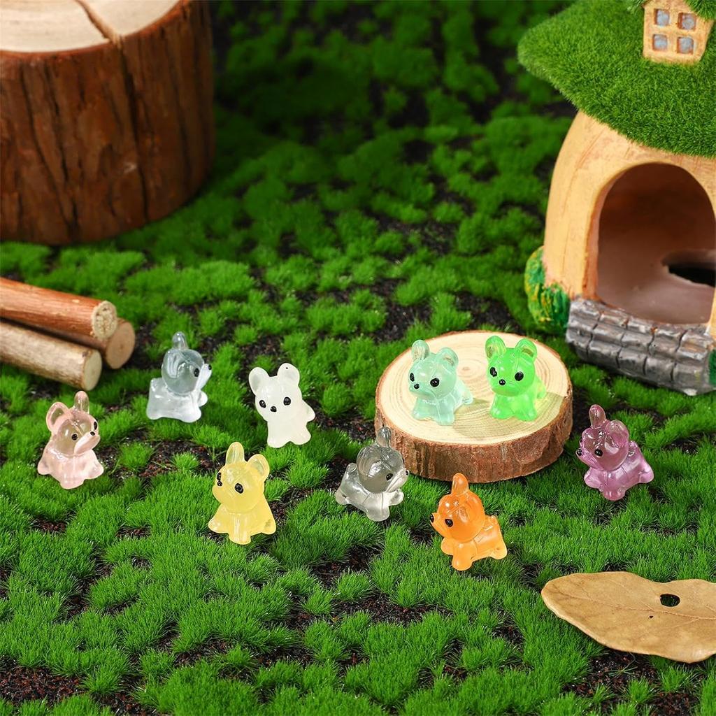10/20pcs Luminous Mini Resin Pet Dog Figurines Glow In The Dark Puppy Animal Small Ornament Designed for DIY Fairy Garden Glass Bo