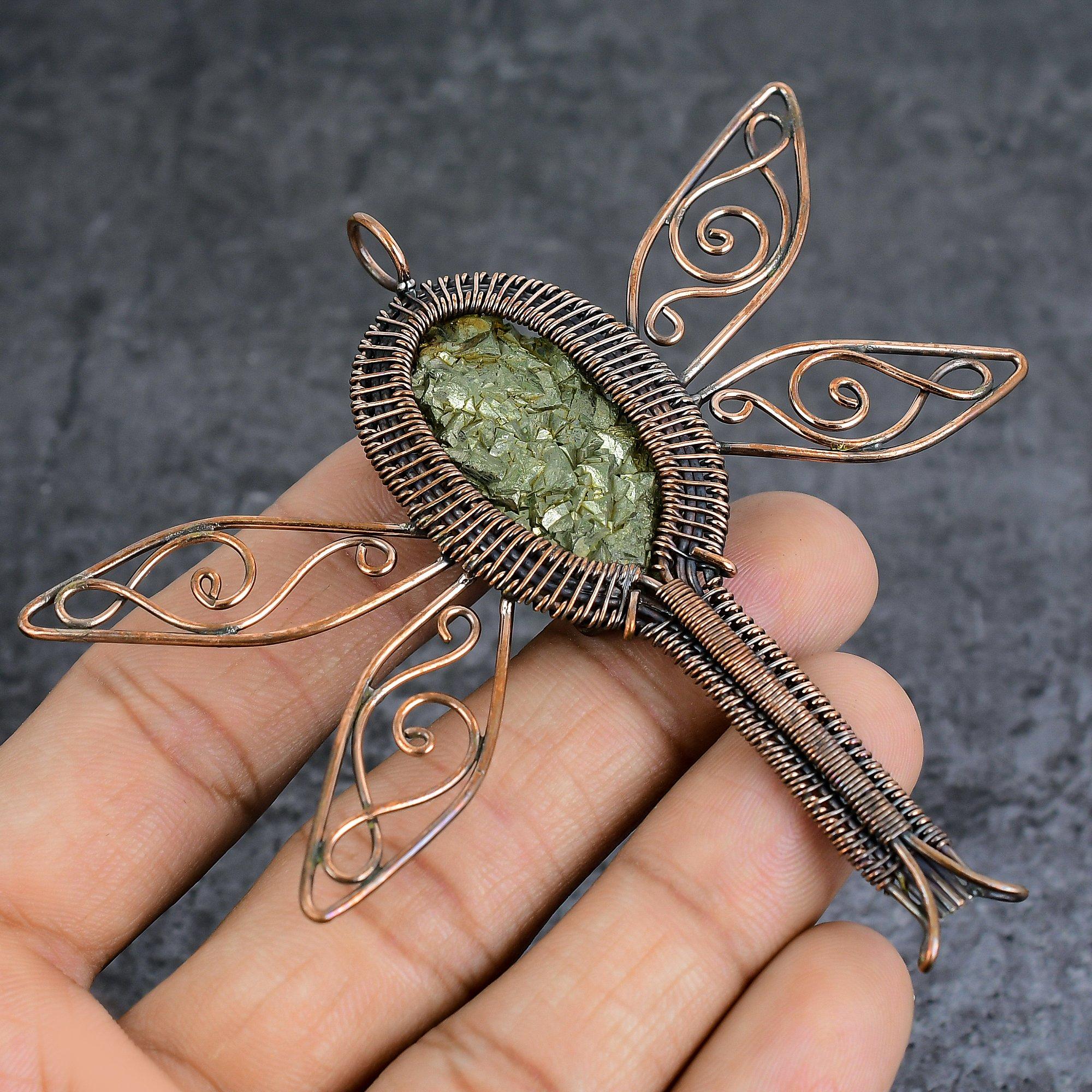 

Pyrite Druzy Handmade Copper Wire Wrap Jewelry Pendant 3.55 B3y43