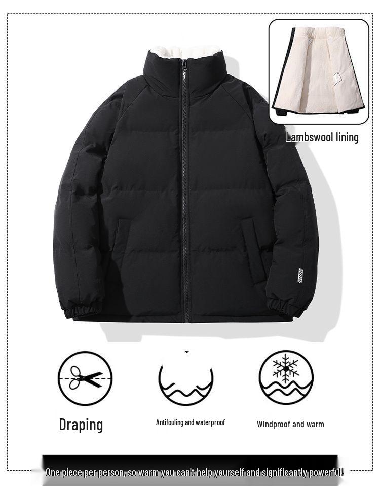 Winter Hong Kong Style Cotton Jacket - Warm, Windproof, Loose Fit, Plus Velvet Thickened Couple's Outerwear