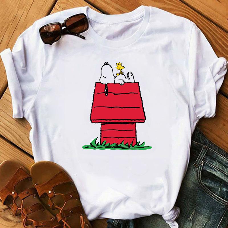 

Womens Snoopy T Shirts Summer Casual Short Sleeve Harajuku Korean Style Tops Disney Print Kawaii Female Tshirt Women Top S